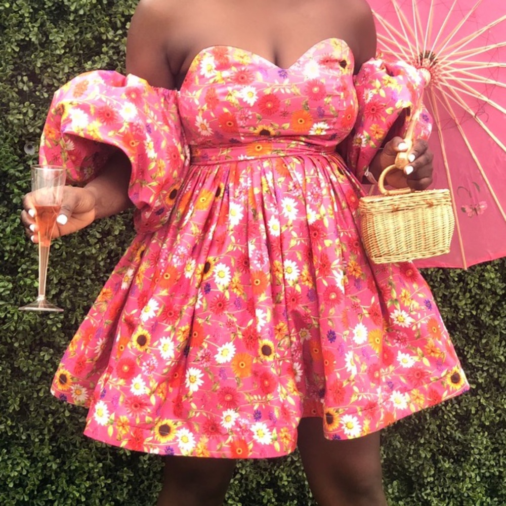Pink Floral Puff tutu dress